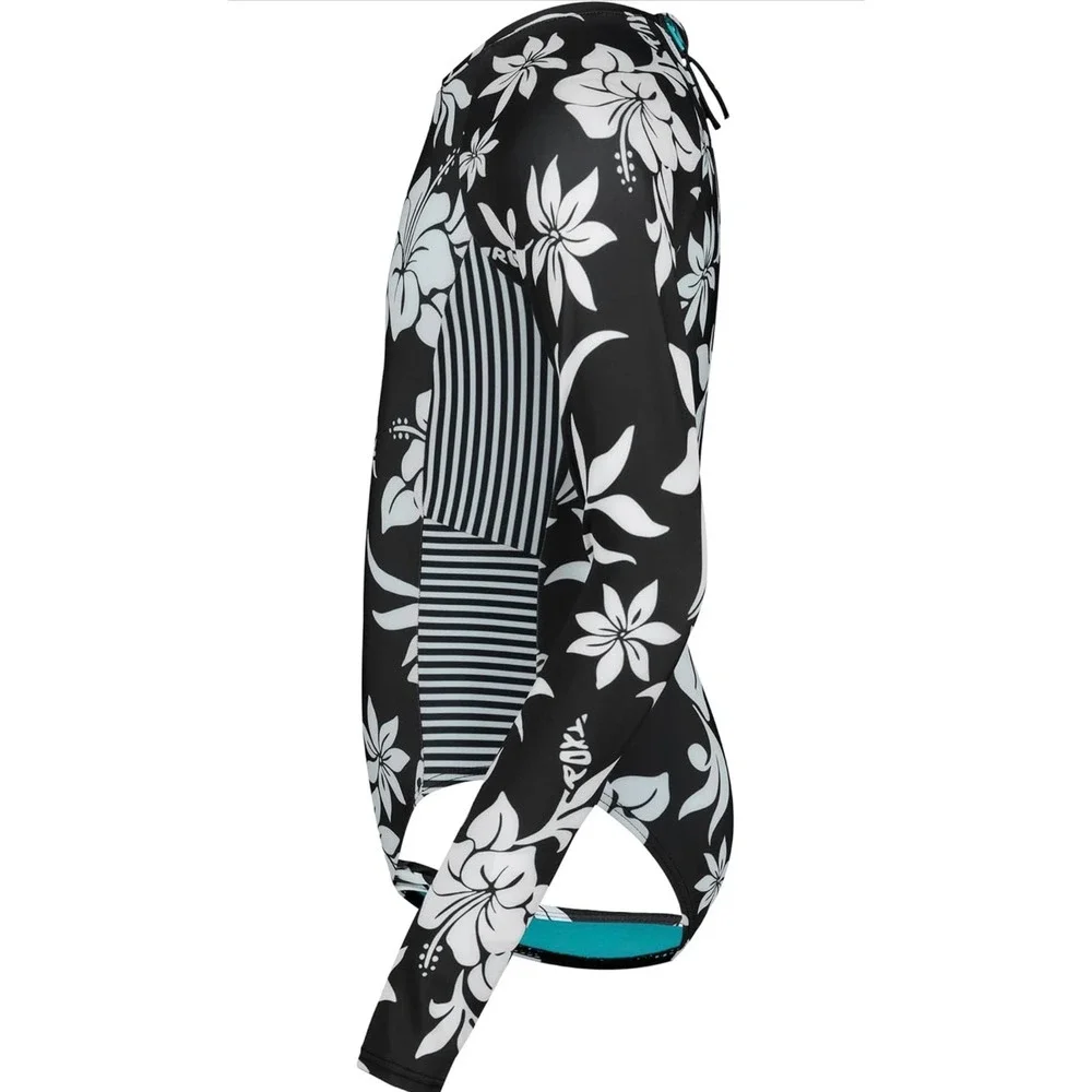 NWT Roxy Girls Long Sleeve One Piece Rashguard Swimsuit UPF 50+ Floral - 16